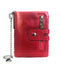 RFID 100% Genuine Leather Men Wallet Coin Purse Small Mini Card Holder Chain PORTFOLIO Portomonee Male Walet Pocket