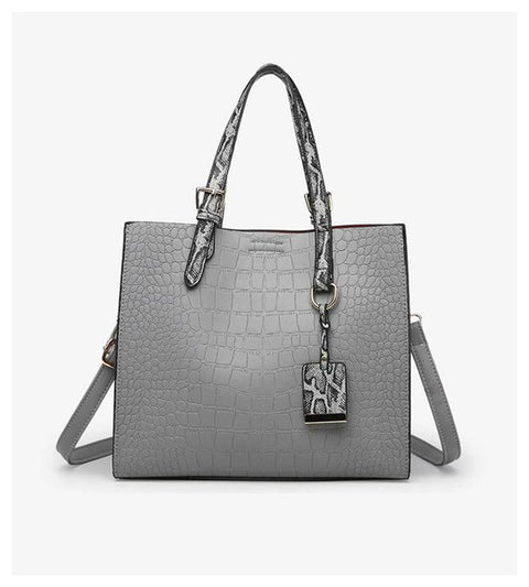 Luxury Crocodile Women Handbag Snakeskin Wide Shoulder Strap Designer Shoulder Bag Buckle High Capacity Totes 2019