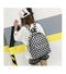 Black & White Lattice Nylon Daypack for Women High Quality Big Capacity Waterproof Backpack