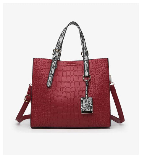 Luxury Crocodile Women Handbag Snakeskin Wide Shoulder Strap Designer Shoulder Bag Buckle High Capacity Totes 2019