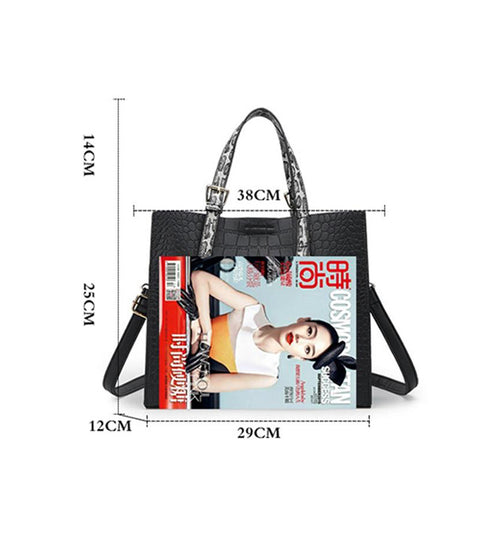 Luxury Crocodile Women Handbag Snakeskin Wide Shoulder Strap Designer Shoulder Bag Buckle High Capacity Totes 2019