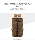 Scione Men Large Capacity Cylinder Backpacks Canvas Luggage Shoulder Bags Duffle Travel Waterproof Solid Leather Casual Case
