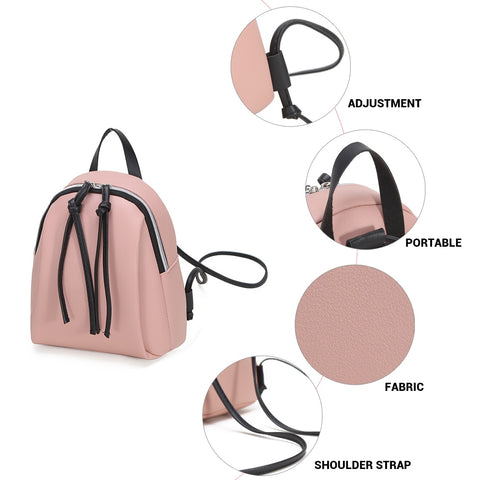 Mini PU Leather Women's Small Shoulder Bag with Tassel Zipper leather School bagpack