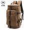 Scione Men Large Capacity Cylinder Backpacks Canvas Luggage Shoulder Bags Duffle Travel Waterproof Solid Leather Casual Case